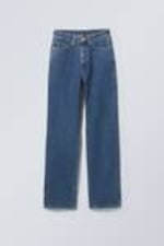 Nobel Blau - Mittelblau - Rowe Super High Waisted Regular Straight Leg Jeans - 0