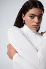 White - Sheer Long Sleeve Turtleneck - 1