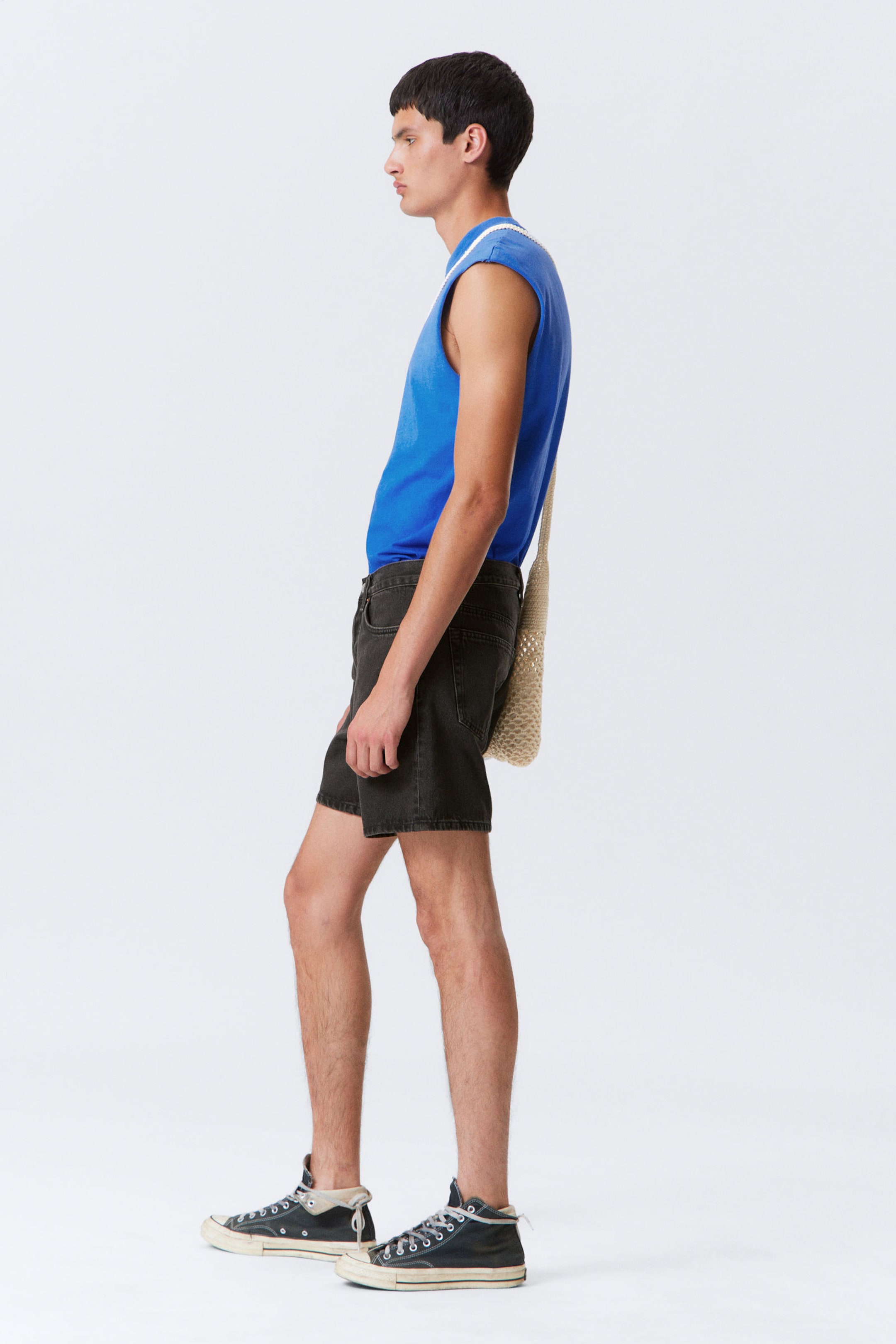 Tuned Black - Black - Space Relaxed Mid-thigh Denim Shorts - 2