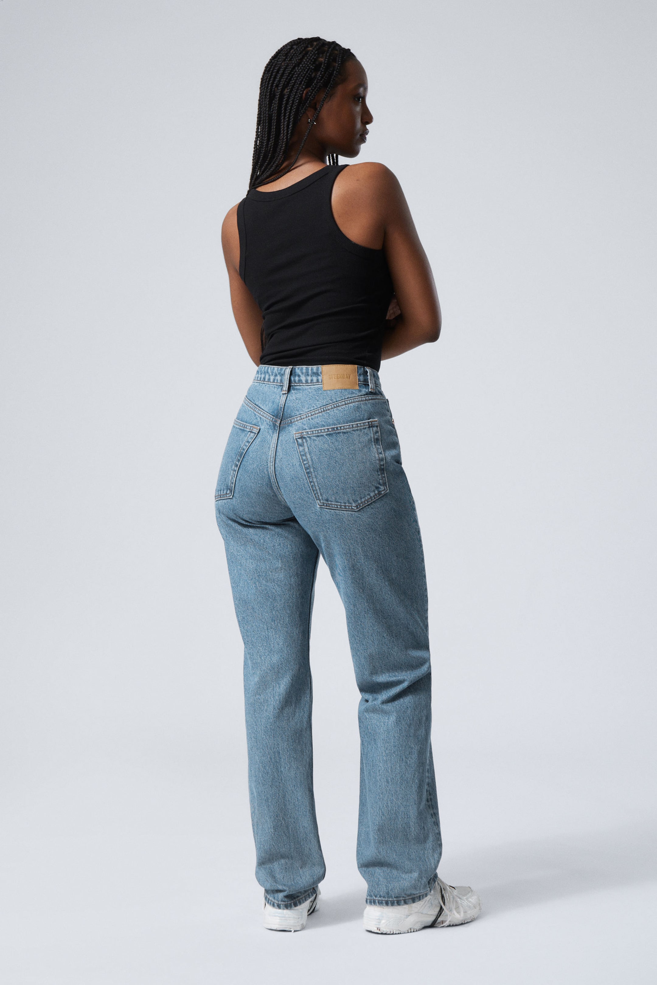 90s Blue - Mittelblau - Resolute Curve High Waisted Regular Straight Jeans - 3