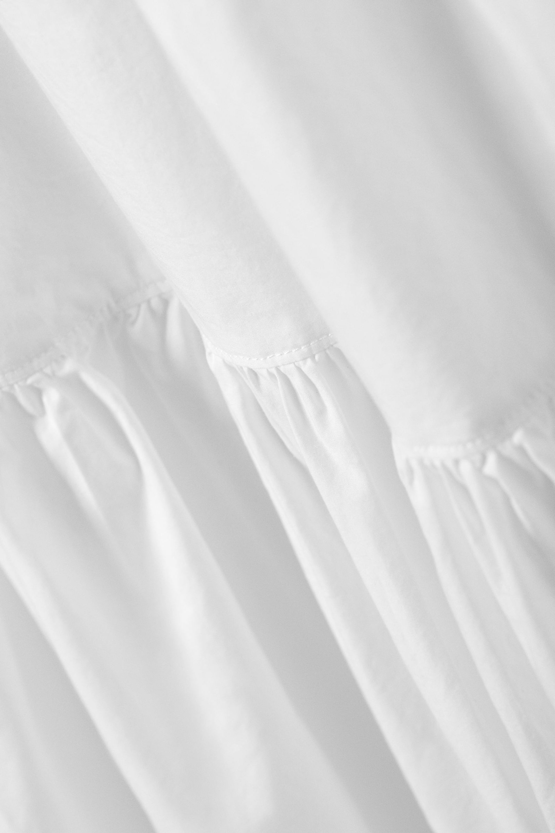 White - Tiered Maxi Poplin Skirt - 1