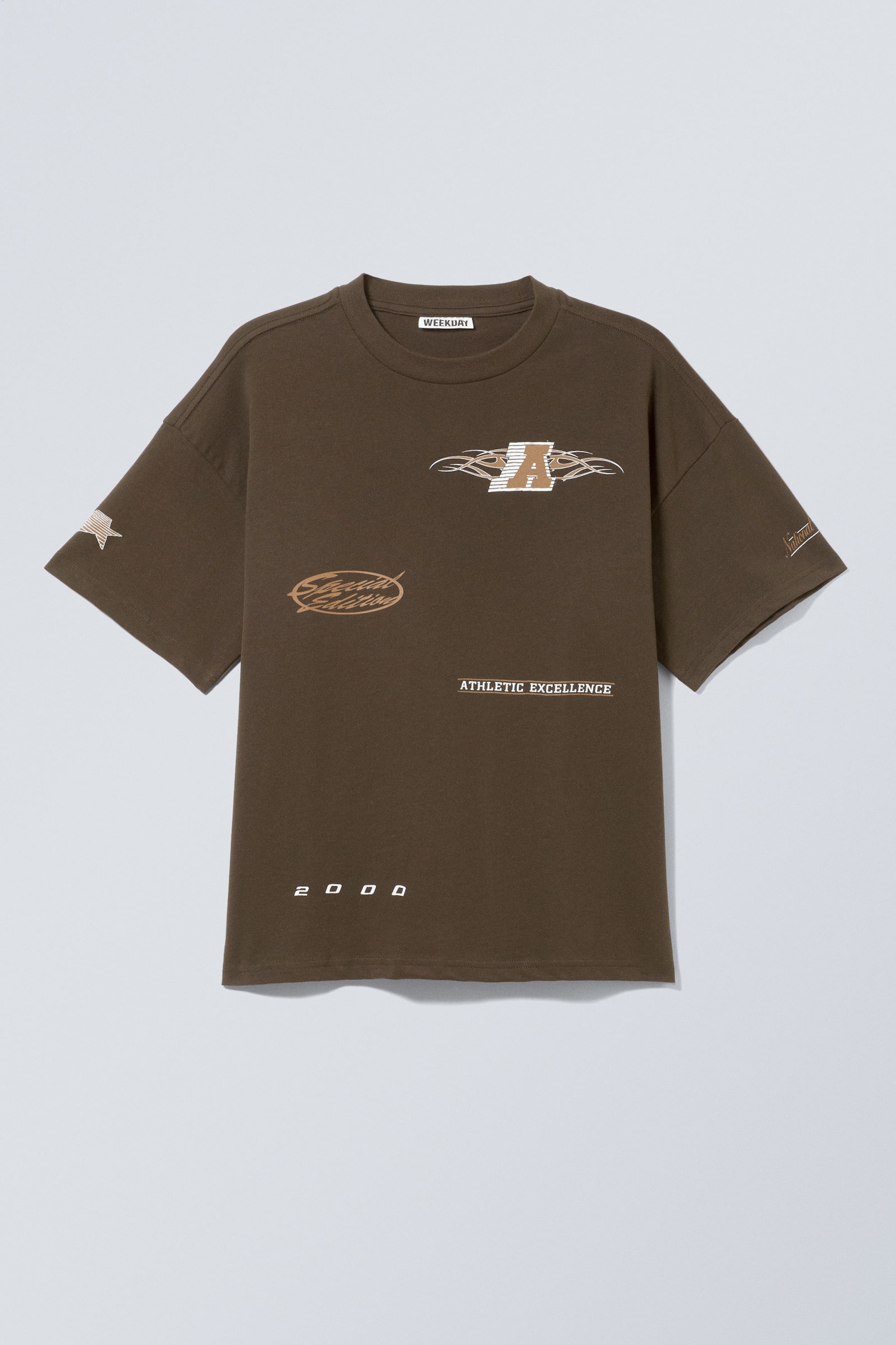 Dark Brown - Sports Logos - Great Boxy Printed Graphic Tee - 1