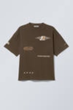 Dark Brown - Sports Logos - Great Boxy Printed Graphic Tee - 1