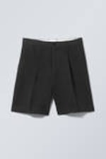 Black - Loose Linen Suit Shorts - 0