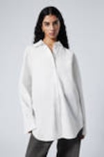 White - Long-Sleeved Oxford Cotton Shirt - 0