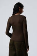 Dark brown - Annie Long-Sleeved Boat-Neck Top - 3