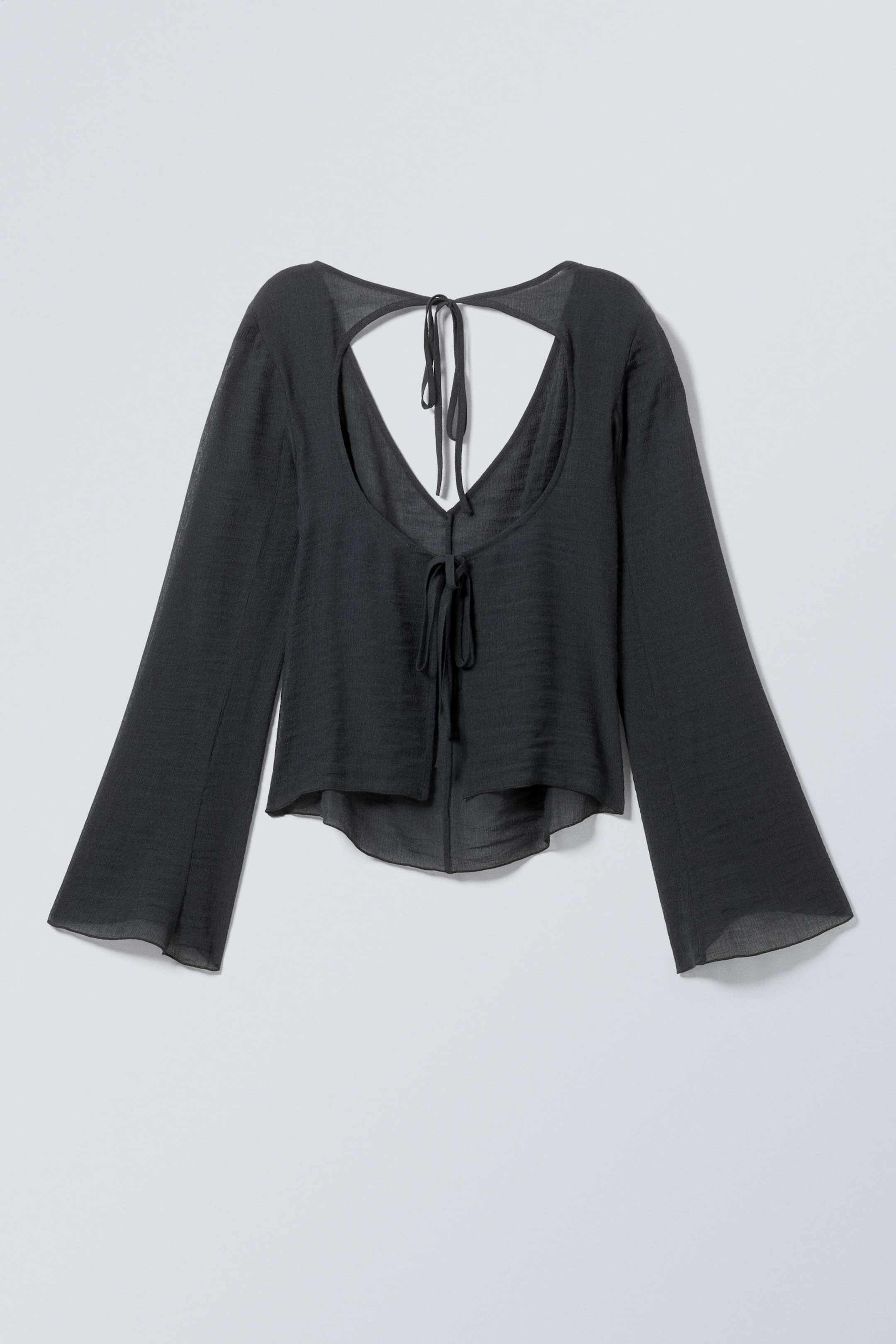 Dark Grey - Sophia Open Back Blouse - 1