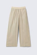 Beige gestreift - Gestreifte lockere Pyjamahose aus Baumwolle - 0