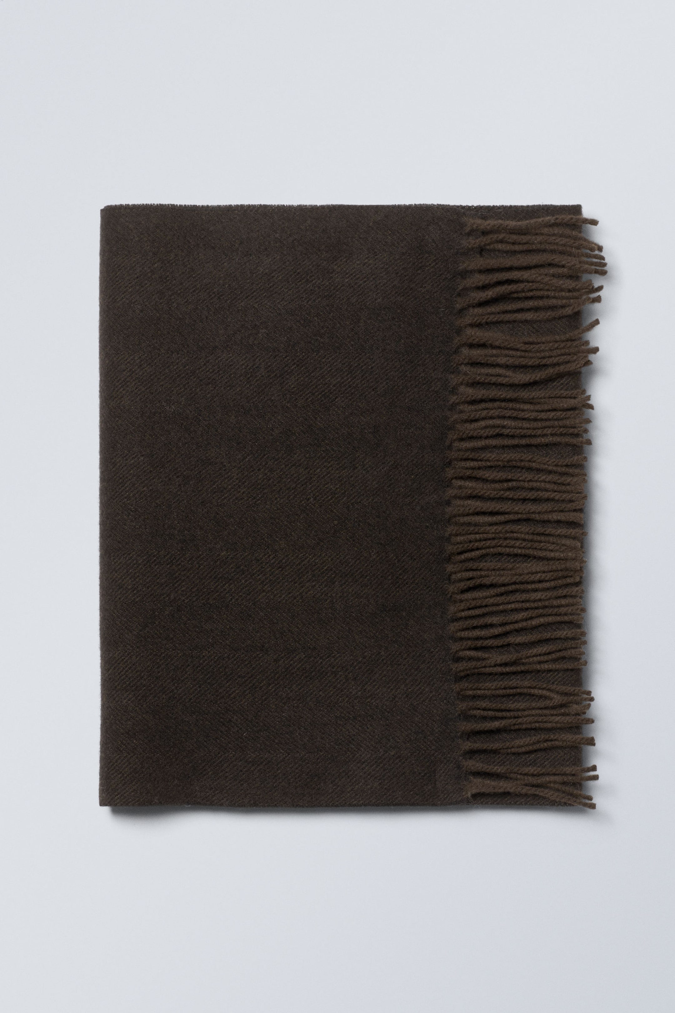 Medium Brown - Long Woven Wool Scarf - 0