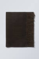 Medium Brown - Long Woven Wool Scarf - 0