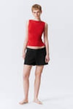 Red - Annie Soft Sleeveless Boat-Neck Top - 2