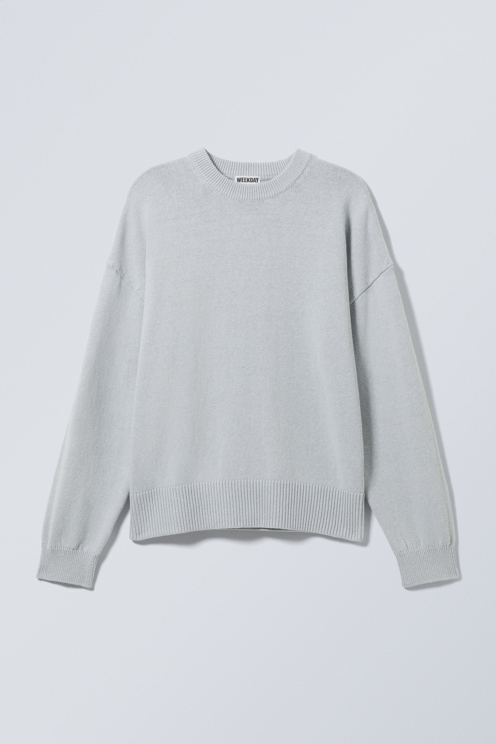 knitted oversized boxy cotton sweater - Light Dusty Blue knitted oversized boxy cotton sweater - Light Dusty Blue