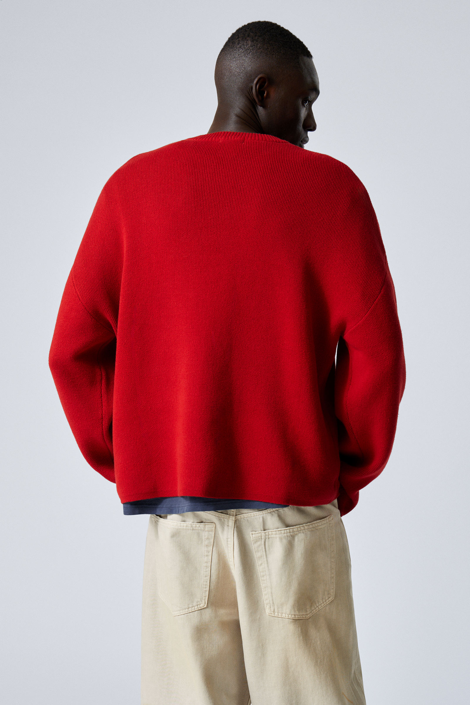 boxy knitted cotton sweater - Red | Weekday EU