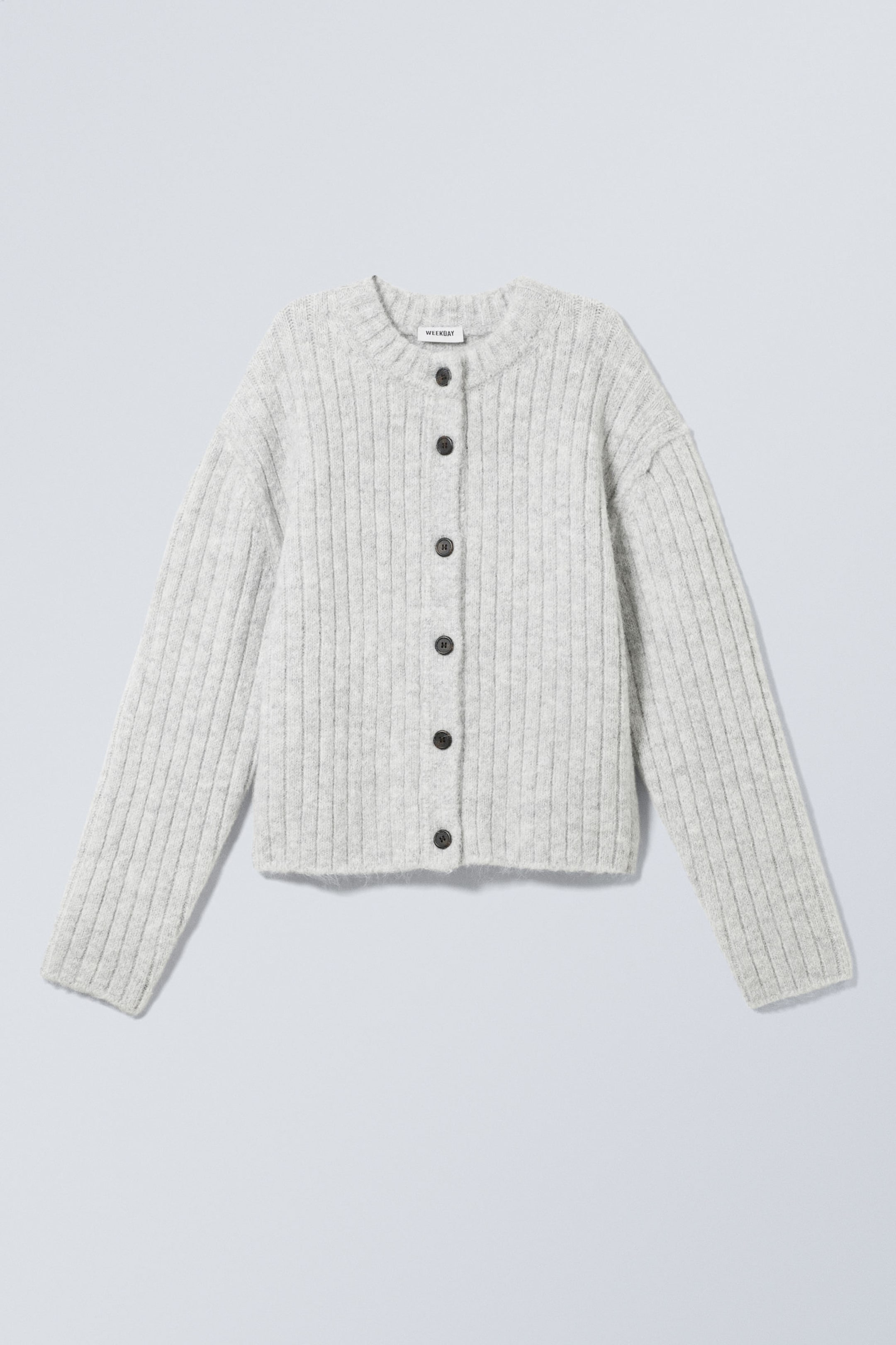 Light Grey Melange - Loose Knitted Cardigan - 2