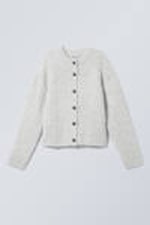 Light Grey Melange - Loose Knitted Cardigan - 2