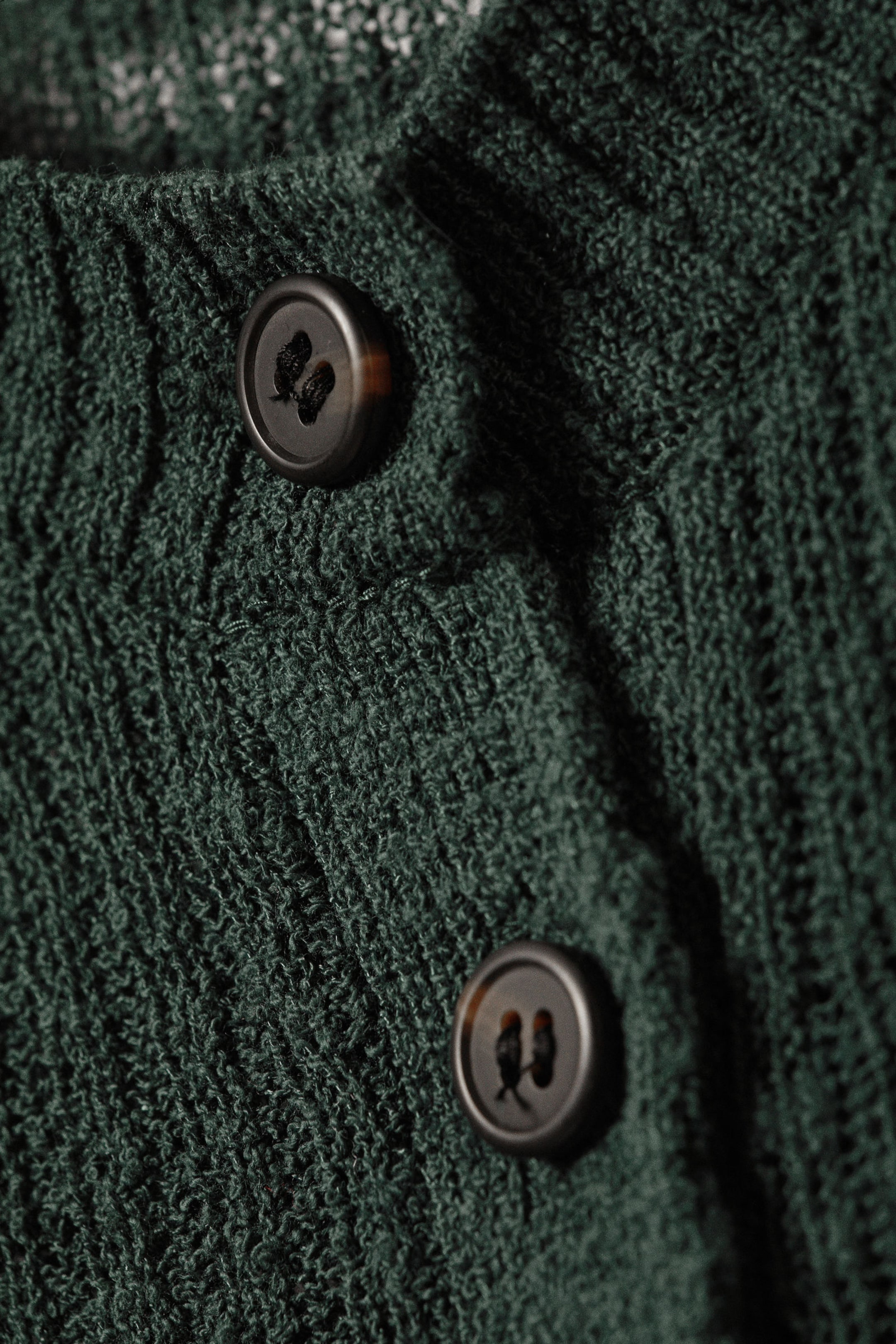 #3D4848 - Ribbed Knitted Slim Fit Cardigan - 2