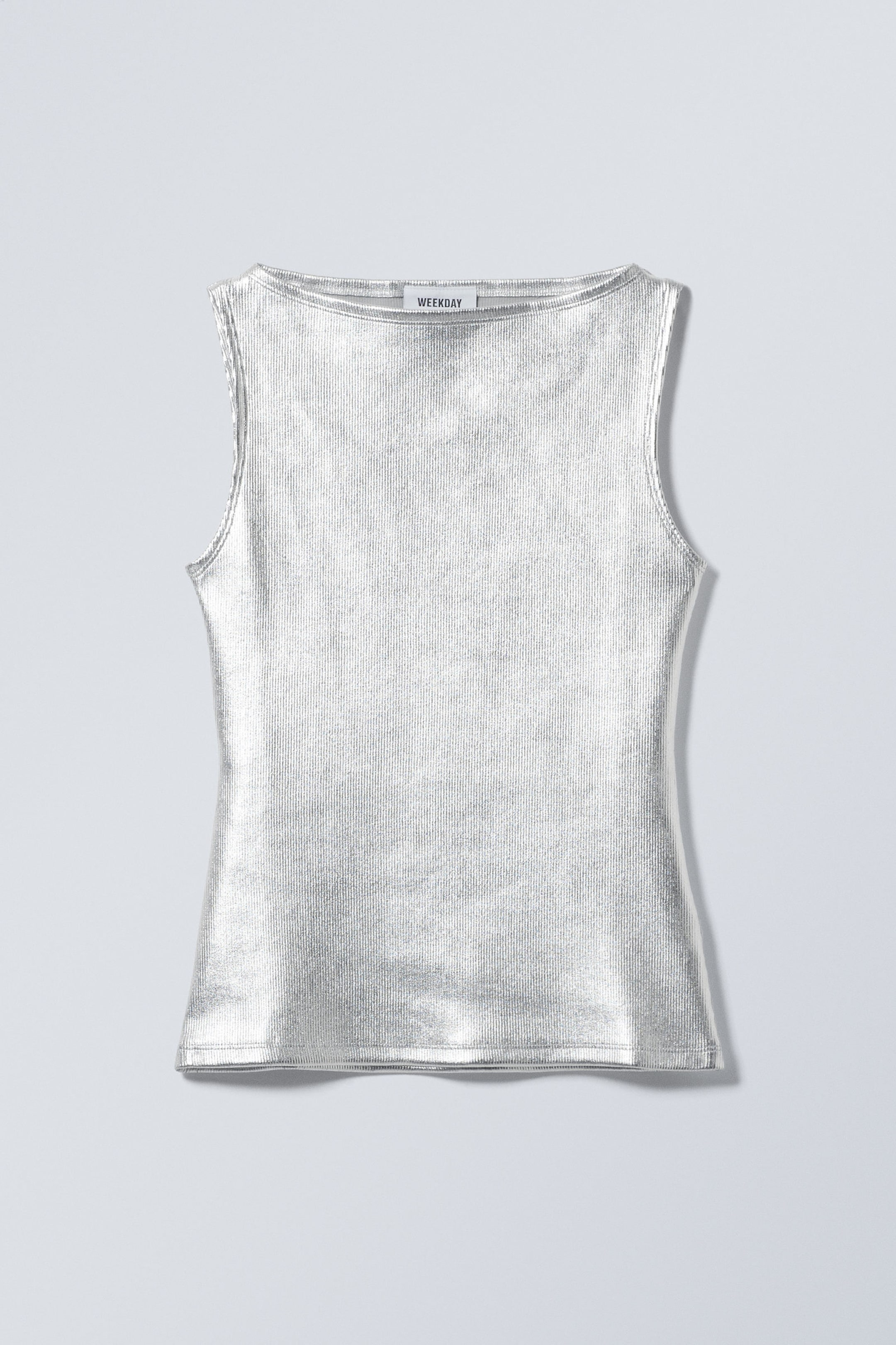 Silberfarben - Metallic-Top Annie mit U-Boot-Ausschnitt - 0