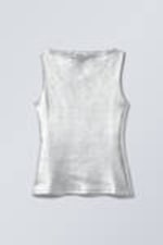 Silberfarben - Metallic-Top Annie mit U-Boot-Ausschnitt - 0
