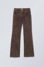 Donkerbruin met textuur - Katoenen bootcut broek met lage taille - 2