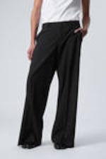 Black - Low Waist Loose Fit Suit Trousers - 1