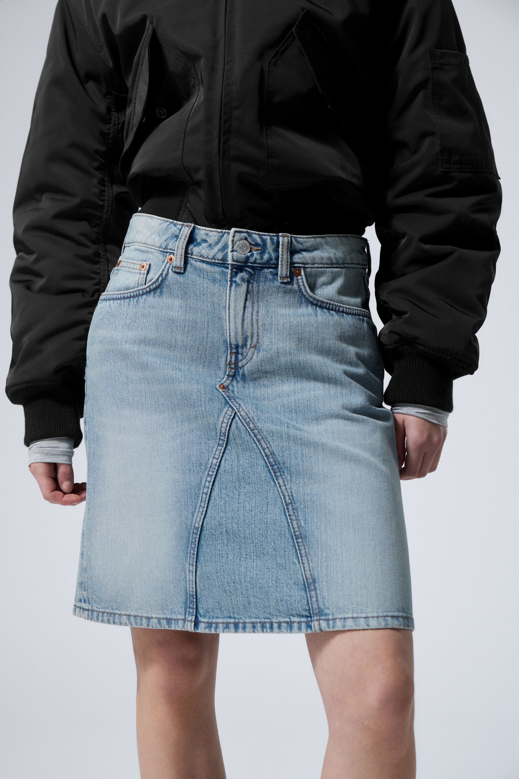 Aeon blue - Knielange denim rok - 1