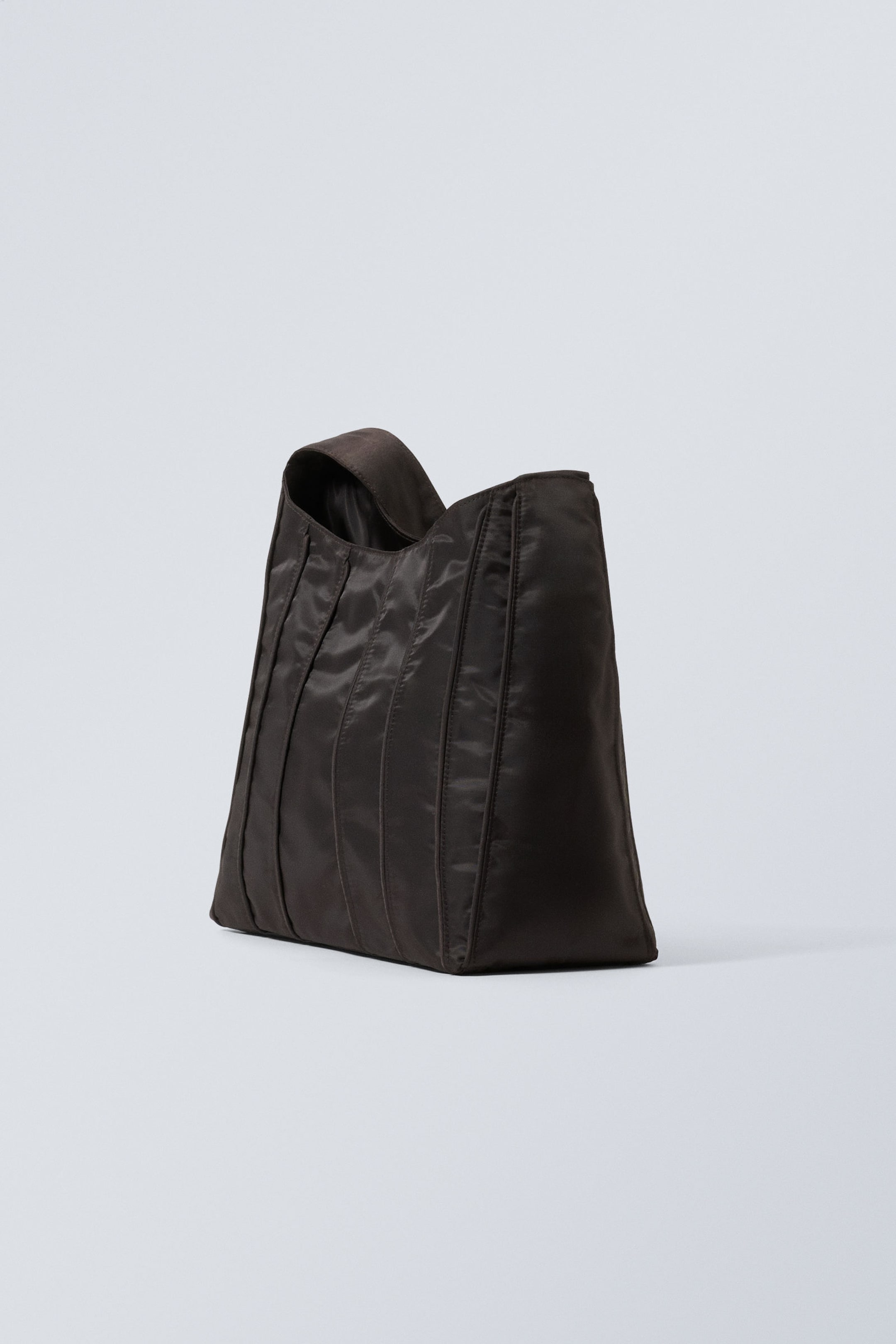 Dark Brown - Piped Shoulder Bag - 5