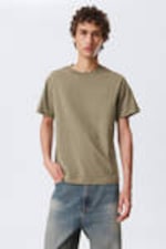 Khaki Green - Short Boxy Heavyweight T-shirt - 0