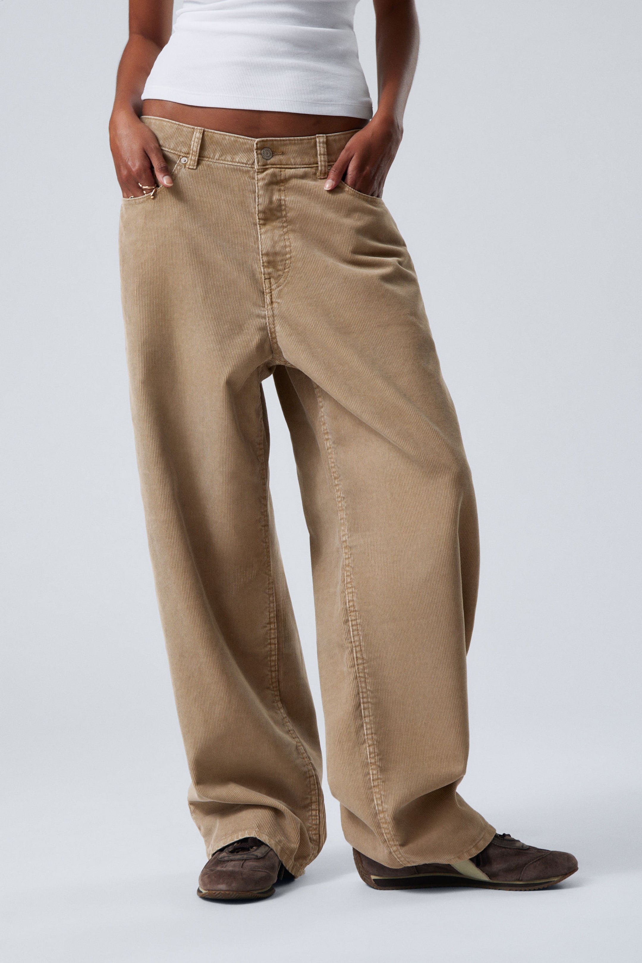 Washed Beige - Astro Loose Baggy Corduroy Trousers - 2