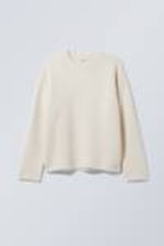 Ecru - Teo Oversized Wool Blend Knit Sweater - 0