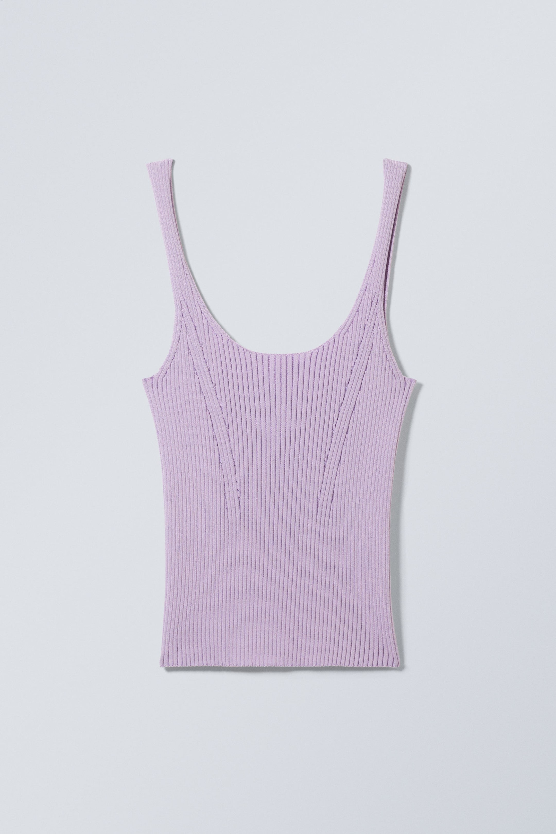 Lilac - Two Tone Knitted Tank Top - 0