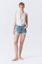 Seventeen Blue - Mittelblau - Maia Mid Rise Denim Hot Pants - 0