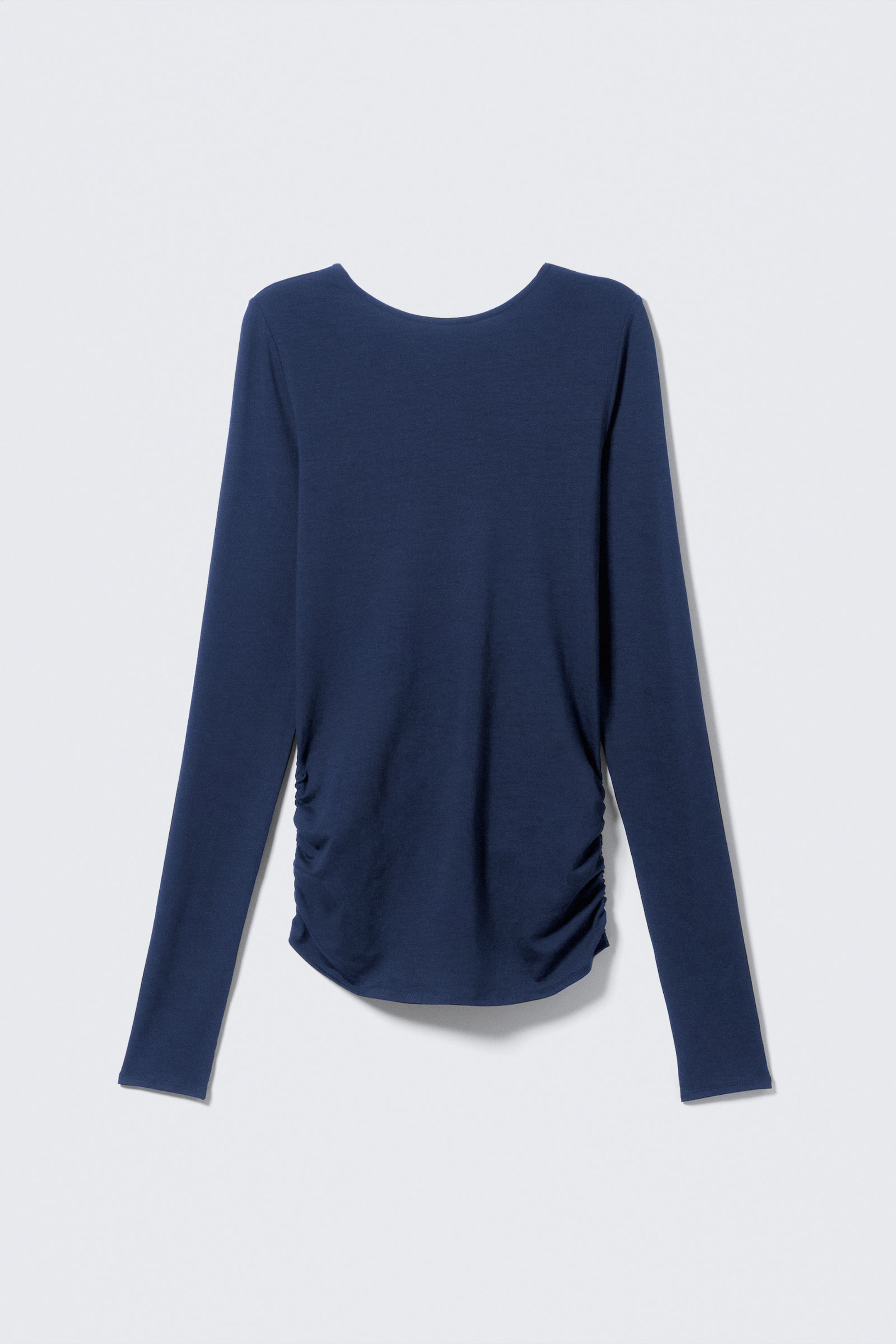 Dark Blue - Open Back Long-Sleeved Top - 5