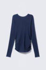 Dark Blue - Open Back Long-Sleeved Top - 5