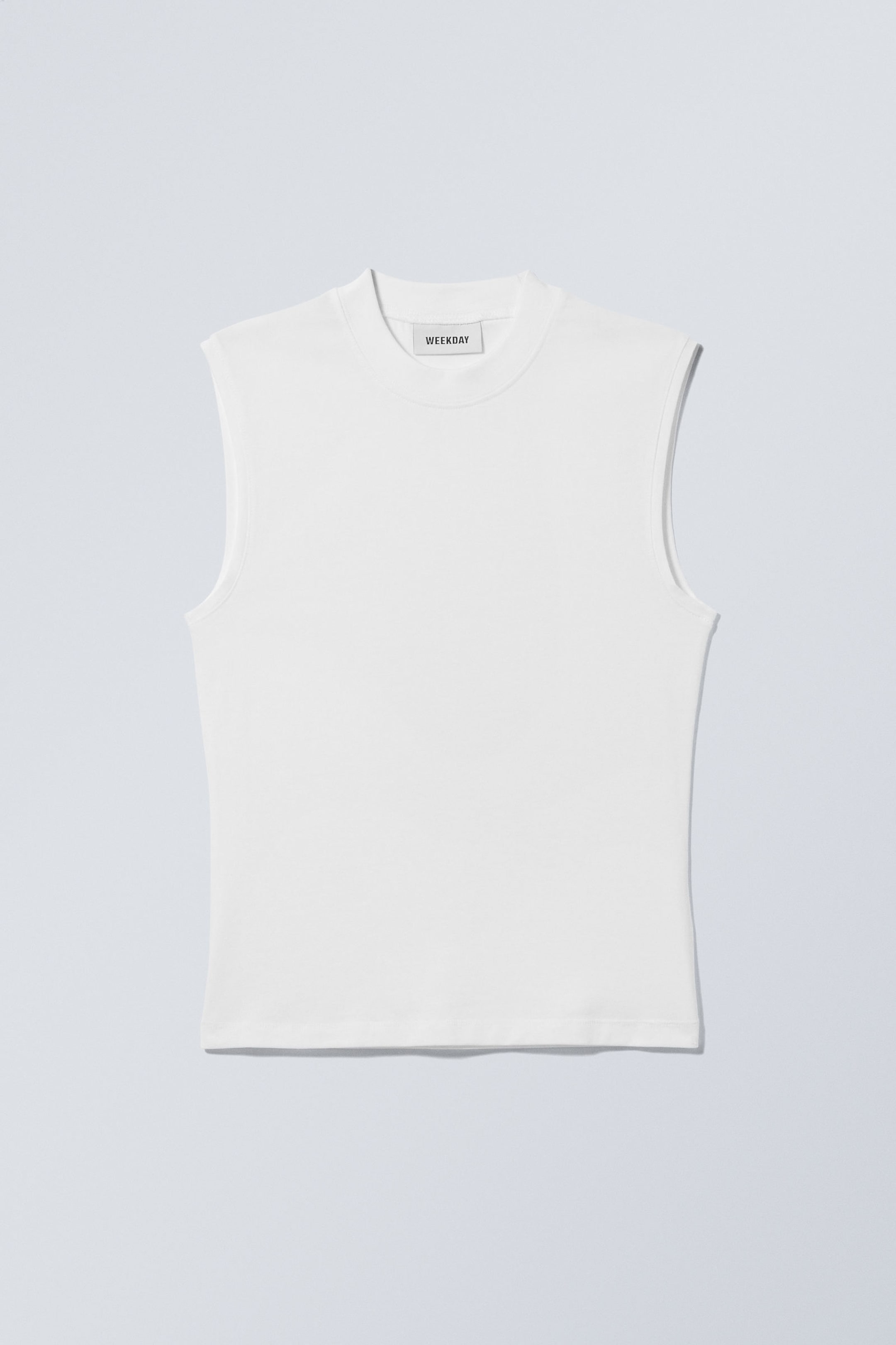 White - Slim Mock Neck Tank Top - 0