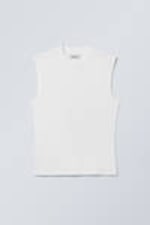 White - Slim Mock Neck Tank Top - 0