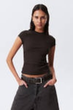 #353031 - Slim fit geribbeld katoenen T-shirt