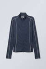 Dark Blue - Lionella Piping ZIp Longsleeve - 0