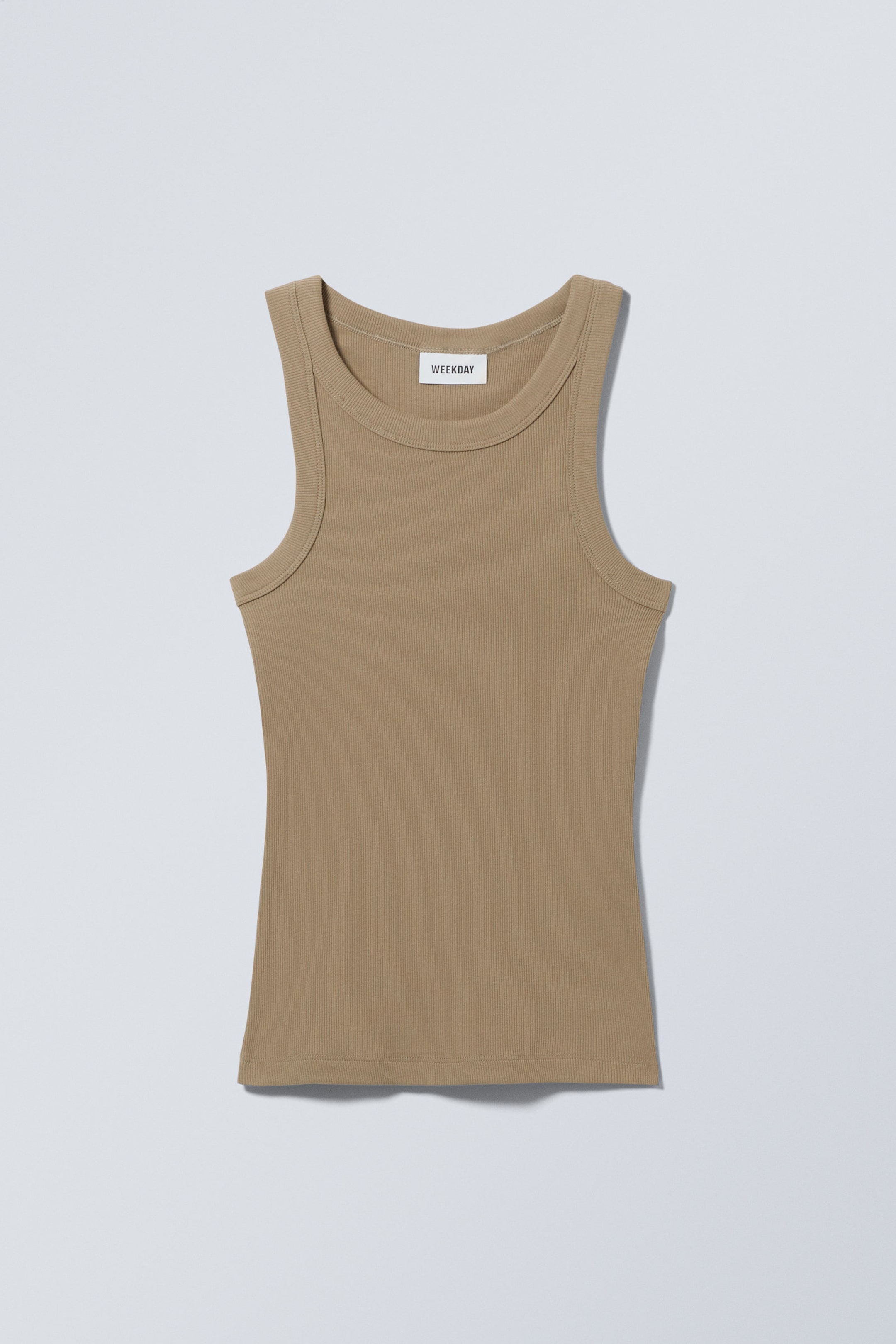 Brown - Fitted Rib Tank Top - 0