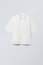 Dusty White - Relaxed Short Sleeve Cotton Shirt - 2