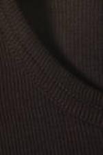 Dunkelbraun - Slim-Fit-T-Shirt aus gerippter Baumwolle - 4