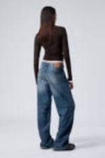 Mine Blue - Medium Blue - Ample Low Rise Loose Wide Leg Jeans - 3