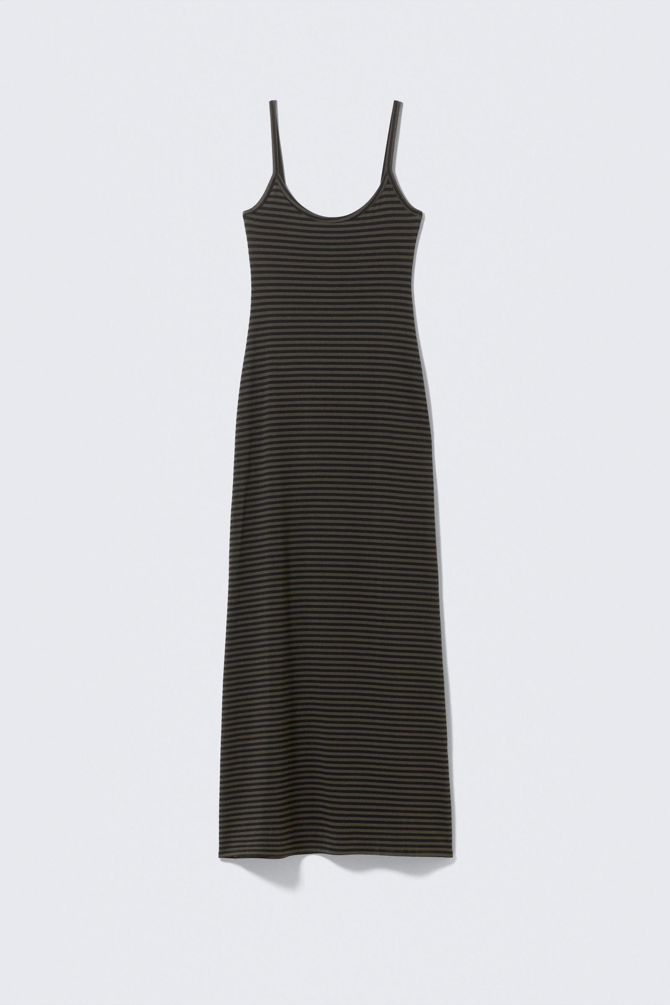 Dark Mole & Black Stripes - Smooth Strap Maxi Dress - 3
