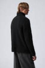 Black - Renzo Relaxed Wool Blend Turtleneck - 3