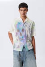 White - Colourful Skull - Relaxed Graphic Short-Sleeved Resort Shirt - 0