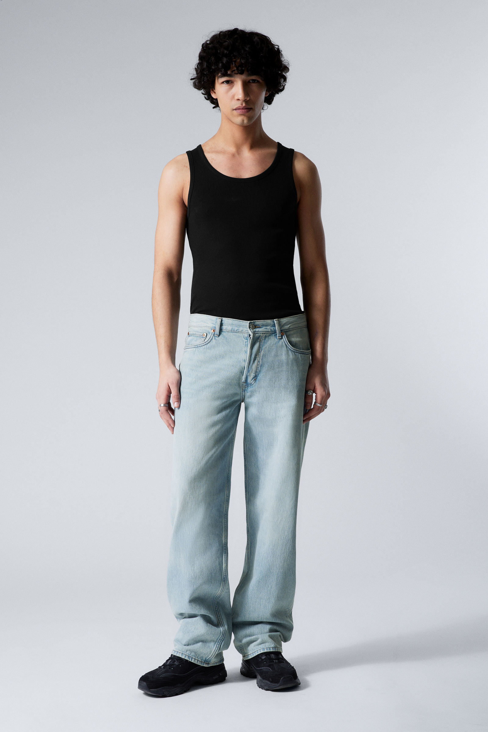 galaxy loose straight leg jeans - Blue Fade - Medium Blue