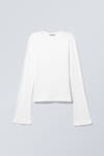 White - Long Sleeve Cotton Top - 2