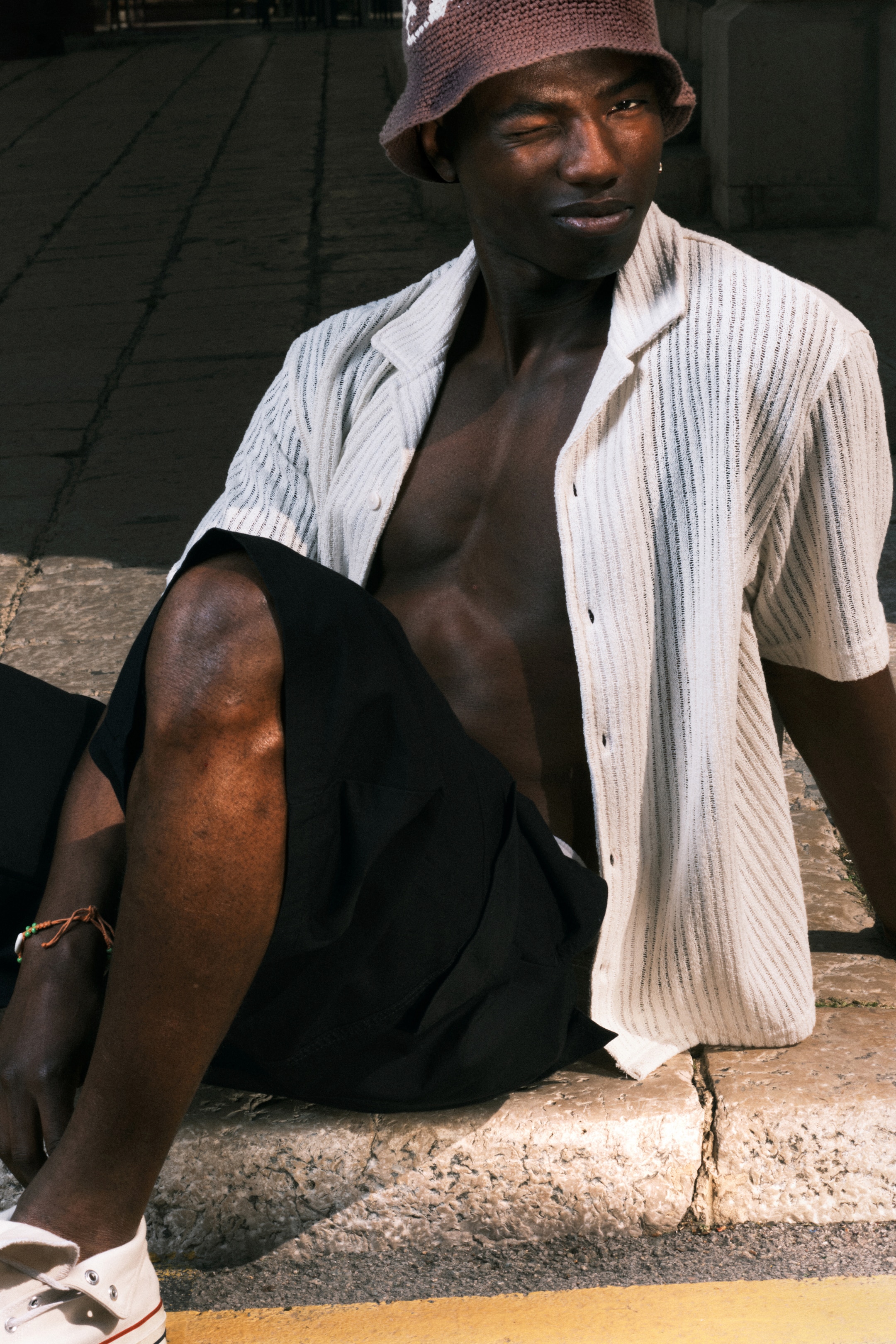 A man wearing a summer shirt from Weekday