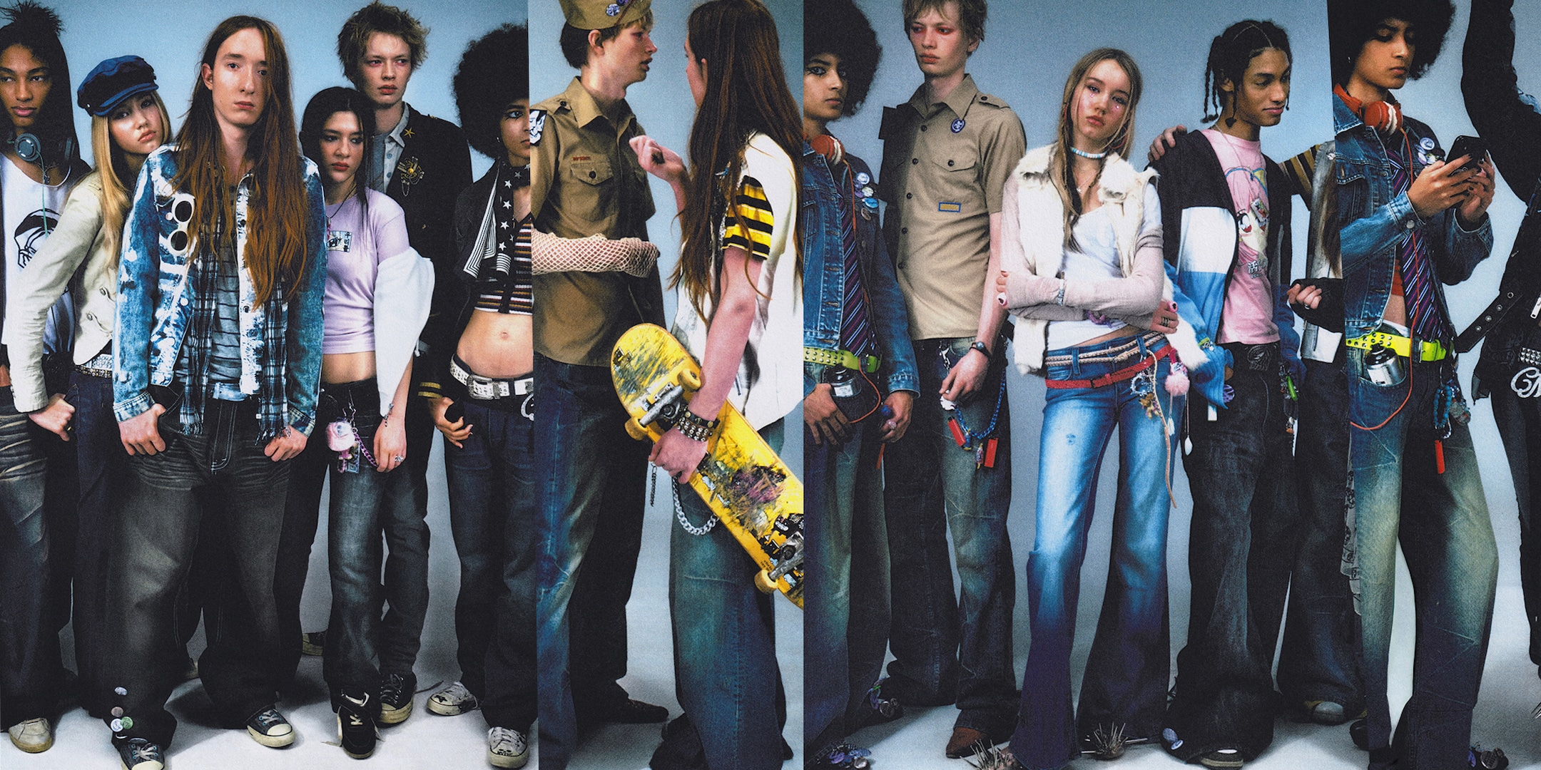 Group of models wearing cheap monday jeans