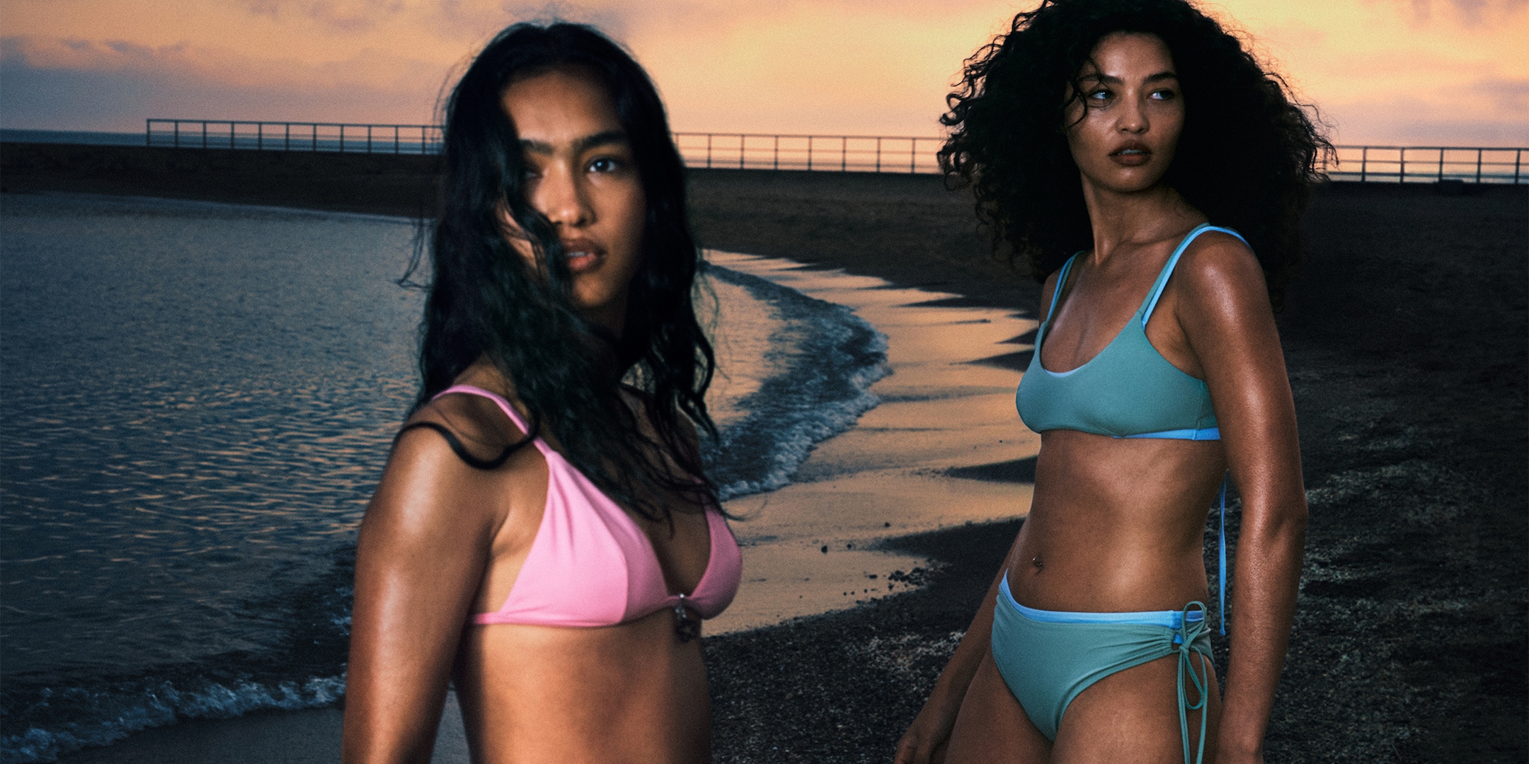 Women wearing swimwear from Weekday and Monki collections