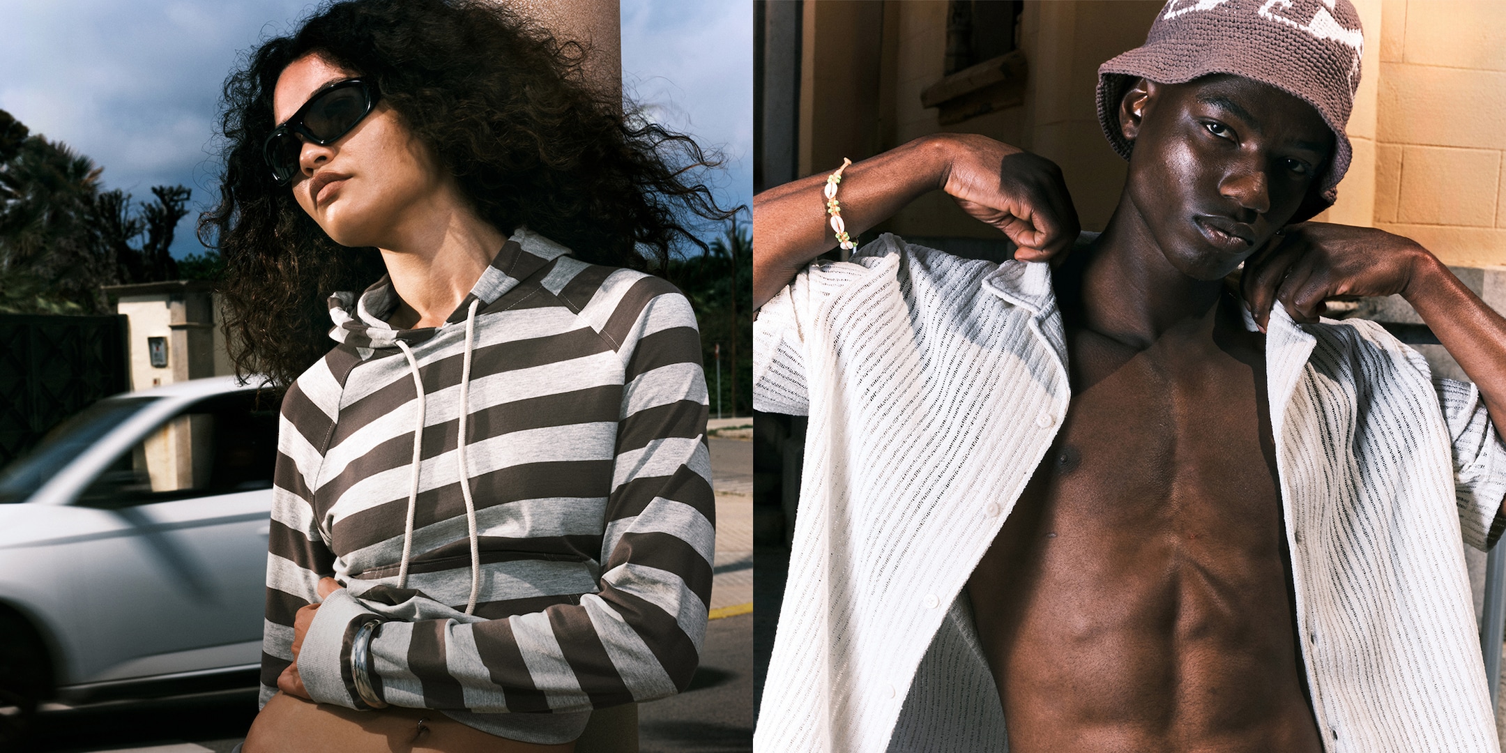 Image of a female model and a male model wearing weekday clothes